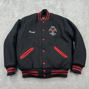 Game Sportswear Wool Varsity Jacket Size XS Black Red Sarah Tennis USA Made